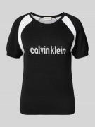 Calvin Klein Jeans Strickshirt mit Label und Rundhalsausschnitt in Bla...