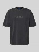 Hugo Blue T-Shirt mit Label-Print Modell 'Nebute' in Black, Größe L