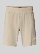 HUGO Shorts mit Label-Print und elastischem Bund Modell 'Laze' in Beig...