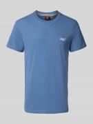 Superdry T-Shirt mit Label-Stitching in Ocean, Größe L