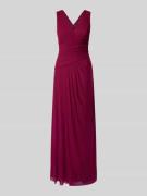Vera Mont Abendkleid mit V-Ausschnitt in Bordeaux, Größe 38