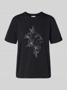 Vila T-Shirt mit Motiv-Print Modell 'NORA' in Black, Größe L