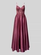 Luxuar Abendkleid mit Ziersteinbesatz in Rot, Größe 42