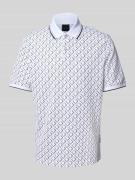 bugatti Regular Fit Poloshirt im Allover-Look in Weiss, Größe L
