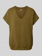 Soyaconcept T-Shirt mit V-Ausschnitt Modell 'BANU' in Khaki, Größe L