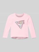 Guess Regular Fit Longsleeve aus Baumwoll-Mix mit Logo-Stitching in He...