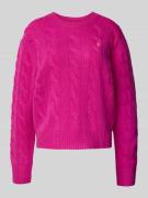 Polo Ralph Lauren Strickpullover aus Baumwoll-Kaschmir-Mix mit Zopfmus...