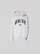 Anine Bing Oversized Hoodie mit Kapuze in Hellgrau Melange, Größe M