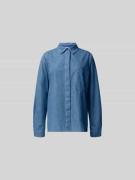 Juvia Jeansbluse mit Brusttasche in Jeansblau, Größe L