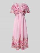 Neo Noir Maxikleid mit V-Ausschnitt Modell 'Serna' in Rosa, Größe 34