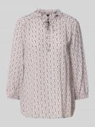 Marc Cain Blusenshirt mit Schlüsselloch-Ausschnitt in Kitt, Größe 40