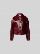 Self-Portrait Jacke in Leder-Optik in Bordeaux, Größe L