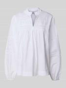 Emily Van den Bergh Regular Fit Bluse mit Tunikakragen in Weiss, Größe...