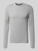 REVIEW Strickpullover mit Rundhalsausschnitt in Hellgrau Melange, Größ...