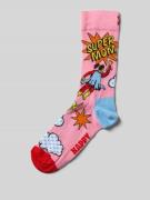 Happy Socks Socken mit Motiv-Stitching Modell 'Flying Super Mom' in Ro...