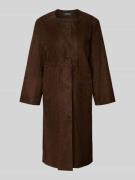 Marc Cain Regular Fit Ledermantel mit Rundhalsausschnitt und Knopfleis...