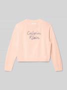 Calvin Klein Jeans Strickpullover mit Label-Stitching in Altrosa, Größ...