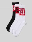 Diesel Socken mit Label-Print im 3er-Pack in Weiss, Größe 39-42