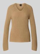 BOSS Orange Regular Fit Strickpullover aus reiner Baumwolle in Hellbra...
