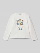 Mayoral Regular Fit Longsleeve mit Motiv-Print in Ecru, Größe 104