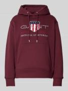 Gant Hoodie mit Kapuze und Logo-Stitching in Bordeaux, Größe L