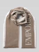 Emporio Armani Schal mit Label-Detail und Fransen in Beige, Größe 1