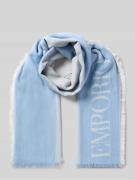 Emporio Armani Schal mit Label-Detail und Fransen in Hellblau, Größe 1