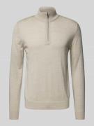 Profuomo Strickpullover mit gerippten Abschlüssen in Beige, Größe XL