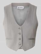 Review Cropped Weste mit V-Ausschnitt und Paspeltaschen in Mittelgrau,...
