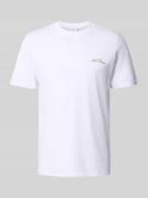 Les Deux T-Shirt mit floralen Stitchings Modell 'Wild Flower' in Weiss...