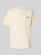 Les Deux T-Shirt mit Label-Stitching Modell 'Diaz' in Sand, Größe L