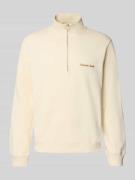 Jack & Jones Sweatshirt mit Troyer-Kragen und Label-Stitching in Offwh...