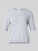 comma Strickpullover aus Woll-Mix mit 1/2-Arm in Silber, Größe 34
