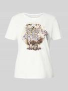 Marc Cain T-Shirt mit Rundhalsausschnitt in Offwhite, Größe 36