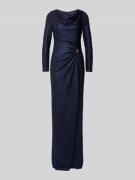 Vera Mont Abendkleid mit Wasserfall-Ausschnitt in Marine, Größe 38