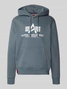 Alpha Industries Hoodie mit Label-Print in Hellblau, Größe L