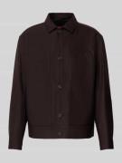 HUGO Slim Fit Hemdjacke mit Schurwoll-Anteil in Mittelbraun, Größe 46