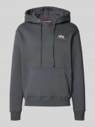 Alpha Industries Hoodie mit Logo und Känguru-Tasche in Anthrazit, Größ...