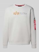 Alpha Industries Sweatshirt mit Label-Print in Hellgrau, Größe L