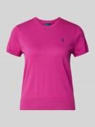 Polo Ralph Lauren Strickshirt mit Logo-Stitching in Pink, Größe L