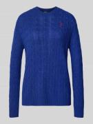 Polo Ralph Lauren Wollpullover mit Zopfmuster in Marine, Größe L