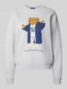 Polo Ralph Lauren Sweatshirt mit Motiv-Print in Hellgrau, Größe L