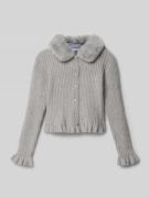 Mayoral Strickjacke mit Kunstfellbesatz in Mittelgrau Melange, Größe 1...