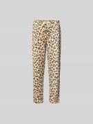 Juvia Stoffhose mit Allover-Animal-Print in Sand, Größe L