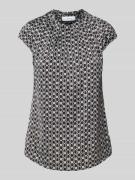 comma Blusenshirt mit Rundhalsausschnitt und gelegten Falten in Black,...