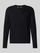 Tommy Hilfiger Regular Fit Pullover aus Baumwoll-Kaschmir-Mix in Black...