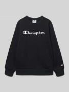 CHAMPION Sweatshirt mit Label-Print in Black, Größe 128
