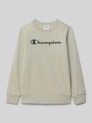 CHAMPION Sweatshirt mit Label-Print in Stein, Größe 152
