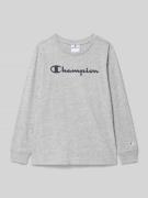 CHAMPION Regular Fit Longsleeve mit Logo-Print in Mittelgrau Melange, ...