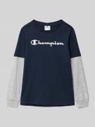CHAMPION Longsleeve mit Label-Prints in Marine, Größe 140
